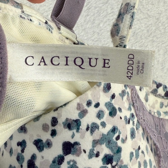 Cacique Cotton T-Shirt‎ Bra 42DDD Floral Print Full Coverage Adjustable - Picture 3 of 5
